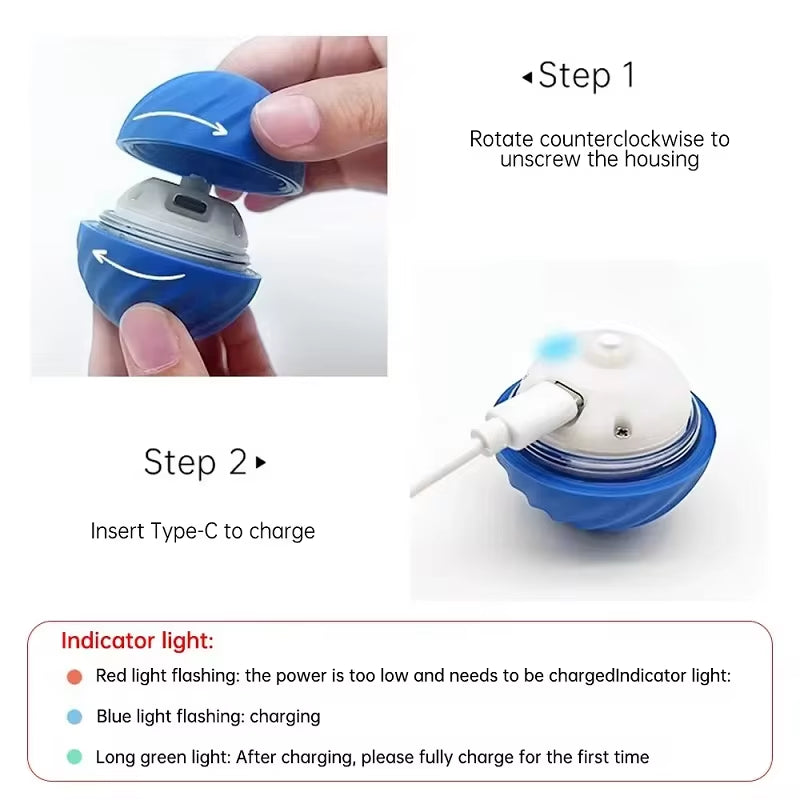 Palla Giocattolo per Cani Palla Rotante Rimbalzante in Movimento Automatico Palla Giocattolo Da Masticare per Cani Interattiva per Cuccioli Intelligenti USB
