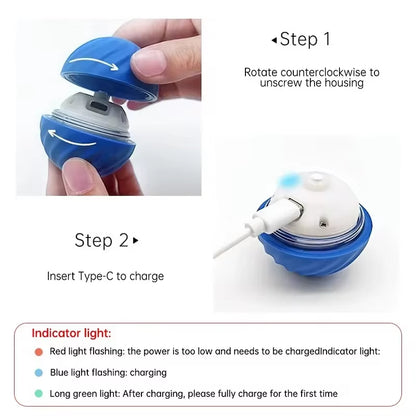 Palla Giocattolo per Cani Palla Rotante Rimbalzante in Movimento Automatico Palla Giocattolo Da Masticare per Cani Interattiva per Cuccioli Intelligenti USB