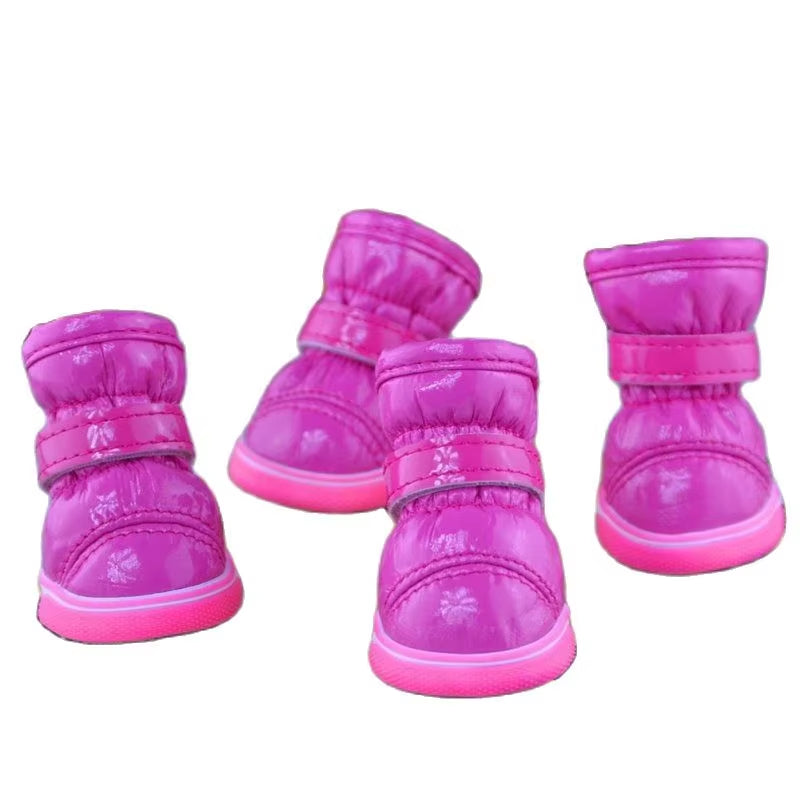 4 Pezzi/Set Scarpe Invernali per Cani per Cani Di Piccola Taglia Caldo Pile Cucciolo Scarpe per Animali Domestici Stivali Da Neve per Cani Impermeabili Chihuahua Yorkie Scarpe Da Orsacchiotto