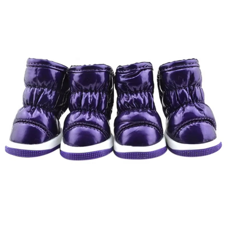 4 Pezzi/Set Scarpe Invernali per Cani per Cani Di Piccola Taglia Caldo Pile Cucciolo Scarpe per Animali Domestici Stivali Da Neve per Cani Impermeabili Chihuahua Yorkie Scarpe Da Orsacchiotto