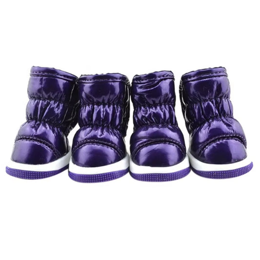 4 Pezzi/Set Scarpe Invernali per Cani per Cani Di Piccola Taglia Caldo Pile Cucciolo Scarpe per Animali Domestici Stivali Da Neve per Cani Impermeabili Chihuahua Yorkie Scarpe Da Orsacchiotto