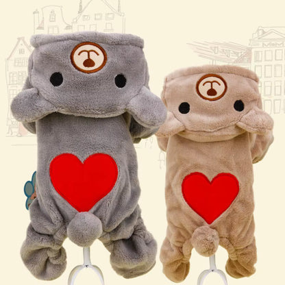 Amore Orso Flanella Cute Dog Tuta Inverno Soft Comfort Pigiama Abbigliamento per Le Piccole Costume Cucciolo Di Chihuahua Pet Abbigliamento Abiti