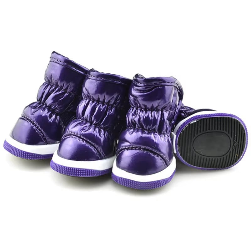 4 Pezzi/Set Scarpe Invernali per Cani per Cani Di Piccola Taglia Caldo Pile Cucciolo Scarpe per Animali Domestici Stivali Da Neve per Cani Impermeabili Chihuahua Yorkie Scarpe Da Orsacchiotto