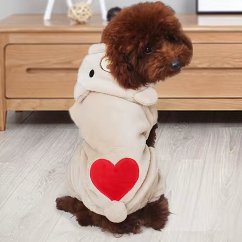Amore Orso Flanella Cute Dog Tuta Inverno Soft Comfort Pigiama Abbigliamento per Le Piccole Costume Cucciolo Di Chihuahua Pet Abbigliamento Abiti