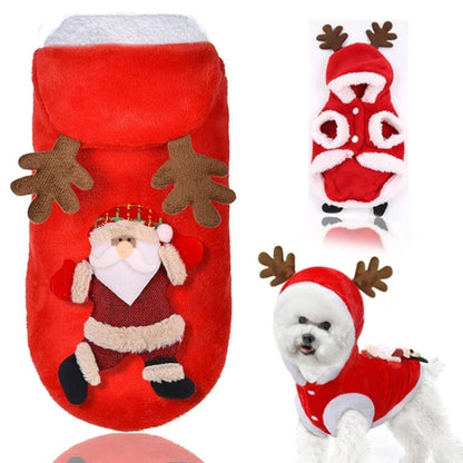 Abbigliamento per Cani Pet Dog Giacca Natalizia Inverno Caldo Spesso Simpatico Cartone Animato Piccolo Cane Panno Costume Abito Abbigliamento Cucciolo Gattino Costume