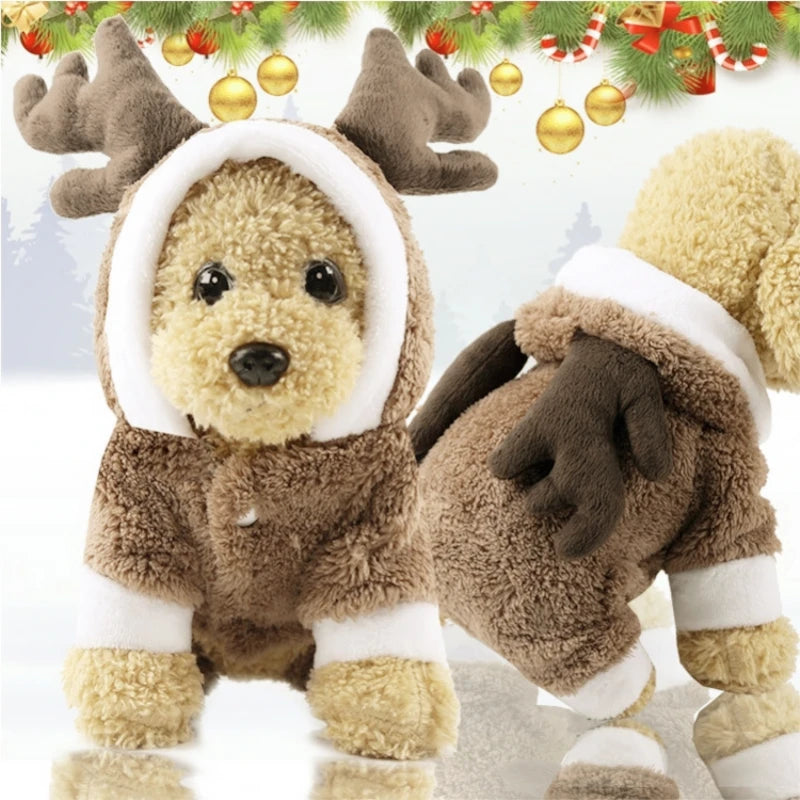 Abbigliamento per Cani Pet Dog Giacca Natalizia Inverno Caldo Spesso Simpatico Cartone Animato Piccolo Cane Panno Costume Abito Abbigliamento Cucciolo Gattino Costume