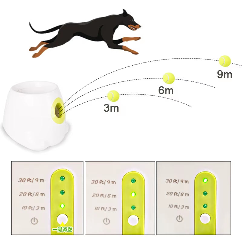 Cane Giocattoli per Animali Domestici Lanciatore Di Tennis Macchina Da Lancio Automatica Dispositivo Di Lancio Di Palline per Animali Domestici 3/6/9M Emissione Di Sezioni Con Addestramento Di Cani a 3 Palline