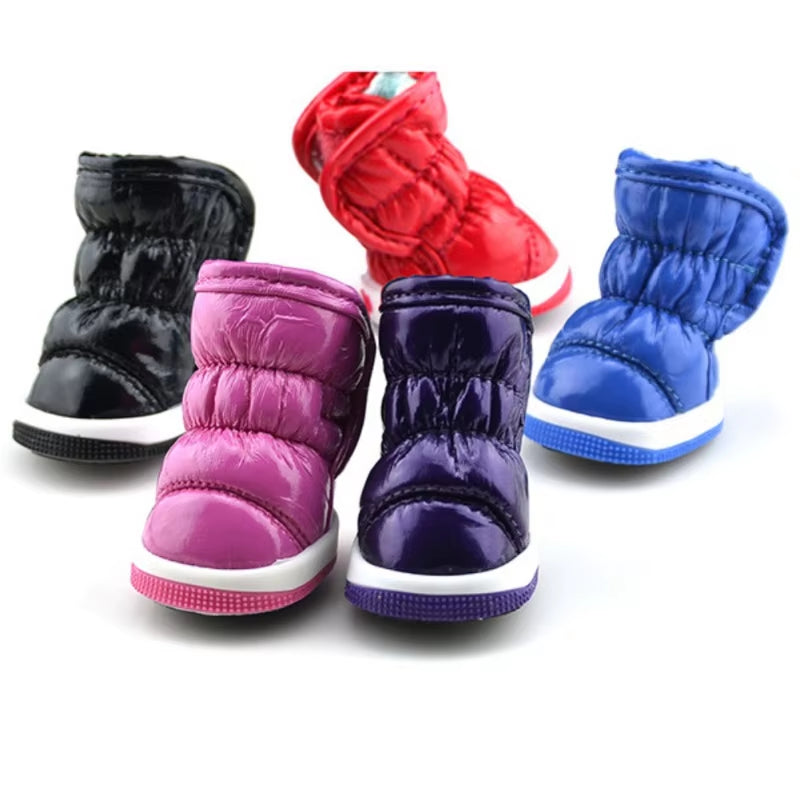 4 Pezzi/Set Scarpe Invernali per Cani per Cani Di Piccola Taglia Caldo Pile Cucciolo Scarpe per Animali Domestici Stivali Da Neve per Cani Impermeabili Chihuahua Yorkie Scarpe Da Orsacchiotto