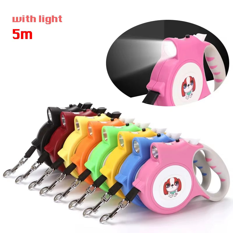 Guinzaglio per Cani Retrattile Con Torcia a LED Guinzaglio per Cani Con Cintura Di Trazione per Cani Staccabile per Cani