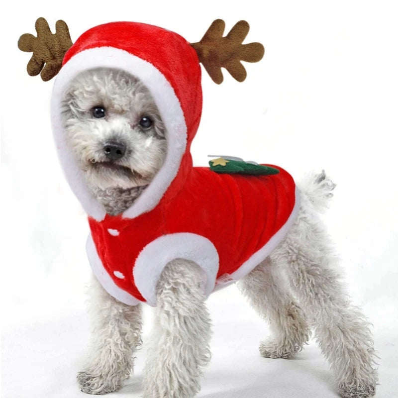 Abbigliamento per Cani Pet Dog Giacca Natalizia Inverno Caldo Spesso Simpatico Cartone Animato Piccolo Cane Panno Costume Abito Abbigliamento Cucciolo Gattino Costume