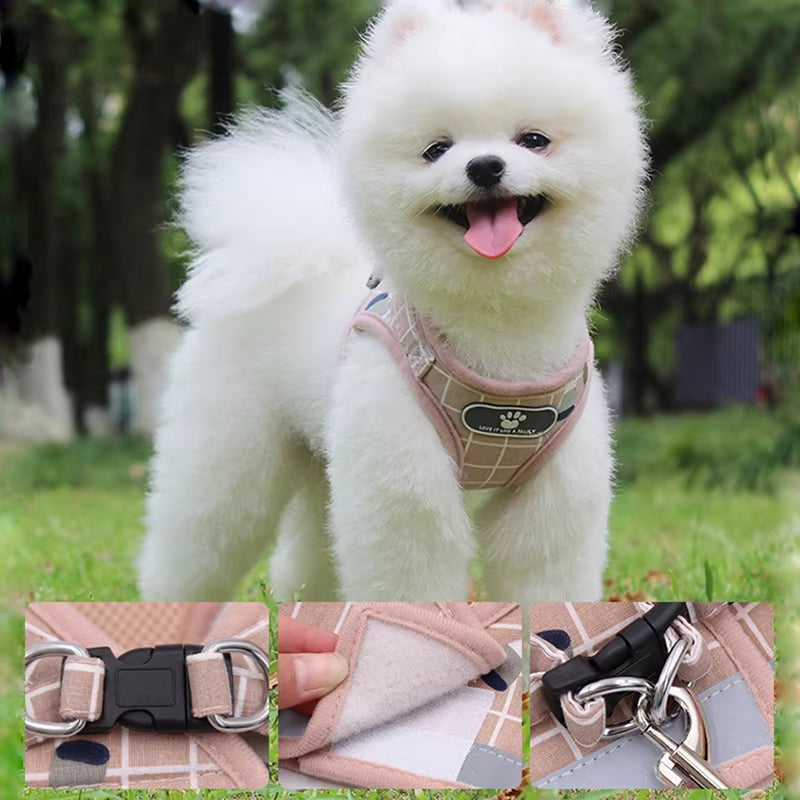 YUDODO Imbracatura in Rete Di Nylon per Animali Imbracatura per Cani Riflettente Guinzaglio Set Gilet per Cani Imbracatura Guinzagli Vestiti per Animali Domestici per Cani Di Piccola Taglia
