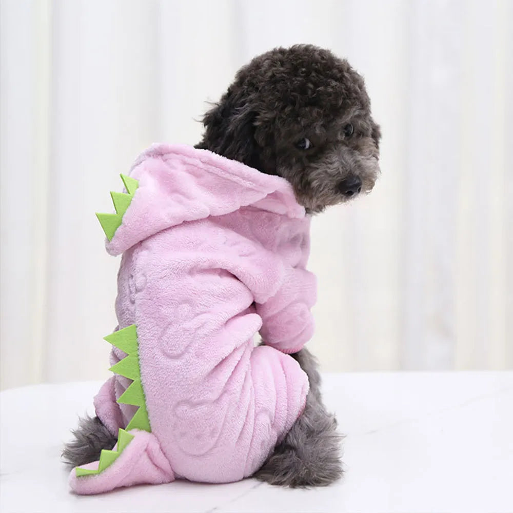 Pet Cat Clothes Puppy Dog Cat Funny Dinosaur Costume Winter Warm Peluche Cat Coat Felpe Con Cappuccio in Pile Maglione Cane Di Piccola Taglia Kitten Clothing