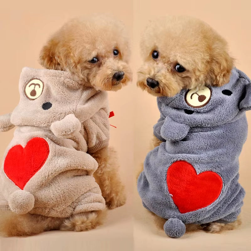 Amore Orso Flanella Cute Dog Tuta Inverno Soft Comfort Pigiama Abbigliamento per Le Piccole Costume Cucciolo Di Chihuahua Pet Abbigliamento Abiti