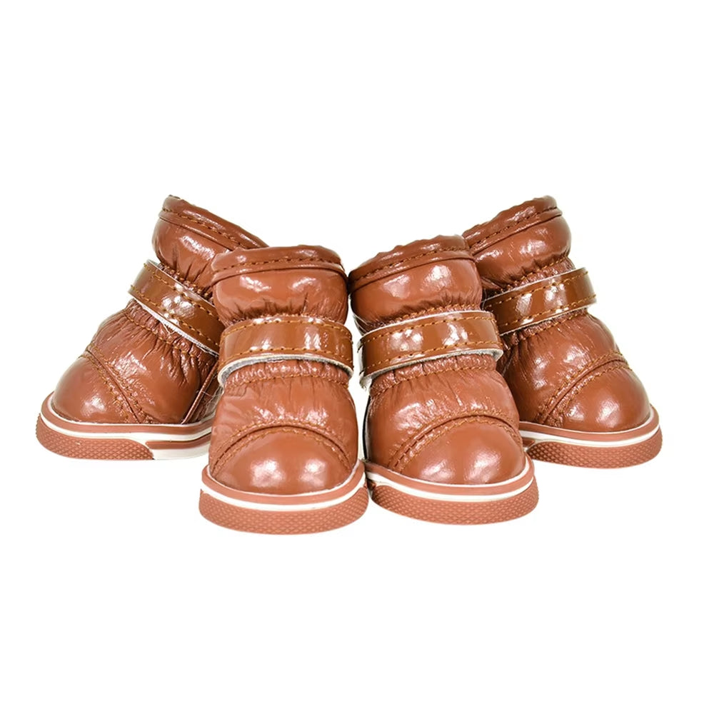 4 Pezzi/Set Scarpe Invernali per Cani per Cani Di Piccola Taglia Caldo Pile Cucciolo Scarpe per Animali Domestici Stivali Da Neve per Cani Impermeabili Chihuahua Yorkie Scarpe Da Orsacchiotto