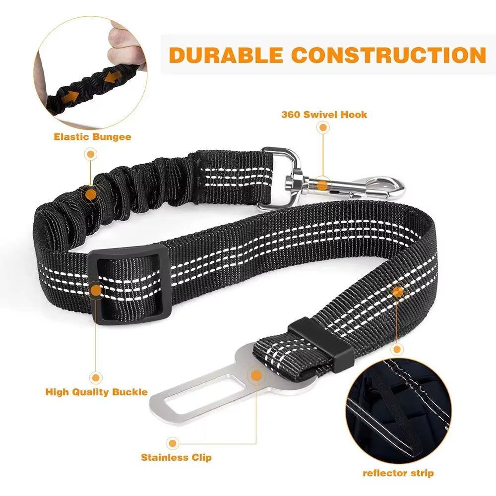 Forniture per Animali Domestici Cintura Di Sicurezza per Auto Cintura Di Sicurezza per Cani Guinzaglio per Cani Cintura per Veicolo Ammortizzazione Regolabile Corda Di Sicurezza Elastica Riflettente per Cani E Gatti