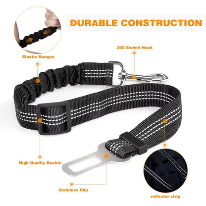 Forniture per Animali Domestici Cintura Di Sicurezza per Auto Cintura Di Sicurezza per Cani Guinzaglio per Cani Cintura per Veicolo Ammortizzazione Regolabile Corda Di Sicurezza Elastica Riflettente per Cani E Gatti