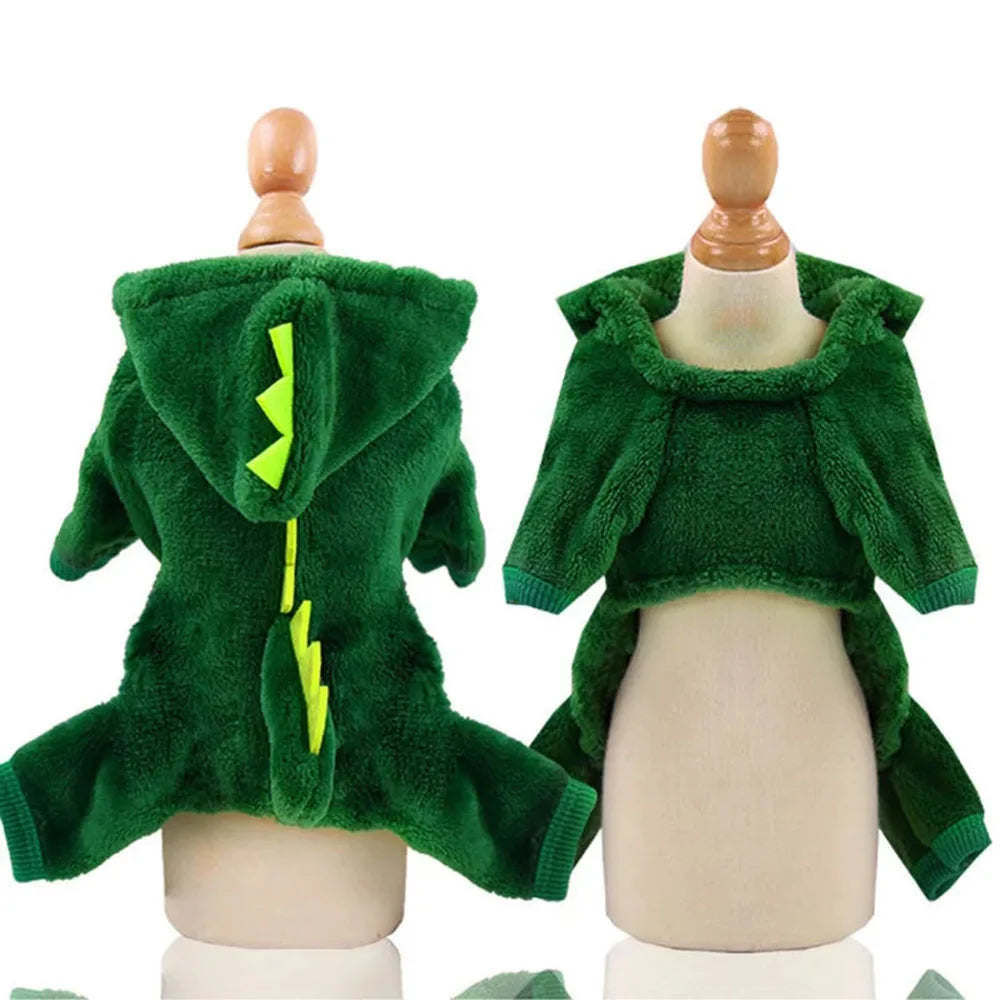 Pet Cat Clothes Puppy Dog Cat Funny Dinosaur Costume Winter Warm Peluche Cat Coat Felpe Con Cappuccio in Pile Maglione Cane Di Piccola Taglia Kitten Clothing