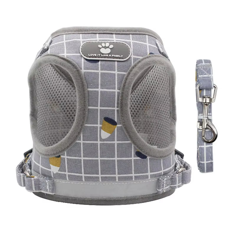 YUDODO Imbracatura in Rete Di Nylon per Animali Imbracatura per Cani Riflettente Guinzaglio Set Gilet per Cani Imbracatura Guinzagli Vestiti per Animali Domestici per Cani Di Piccola Taglia
