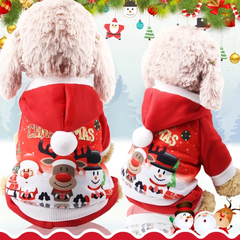 Abbigliamento per Cani Pet Dog Giacca Natalizia Inverno Caldo Spesso Simpatico Cartone Animato Piccolo Cane Panno Costume Abito Abbigliamento Cucciolo Gattino Costume
