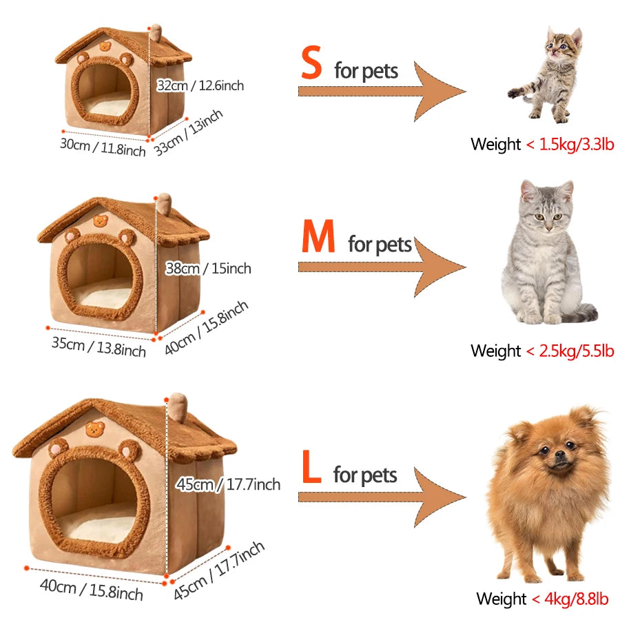 Casetta Pieghevole per Animali Domestici Casetta per Gatti Lavabile Rimovibile Grotta per Cuccioli Divano Letto per Animali Domestici per Cani Extra Piccoli E Gatti Piccoli E Medi