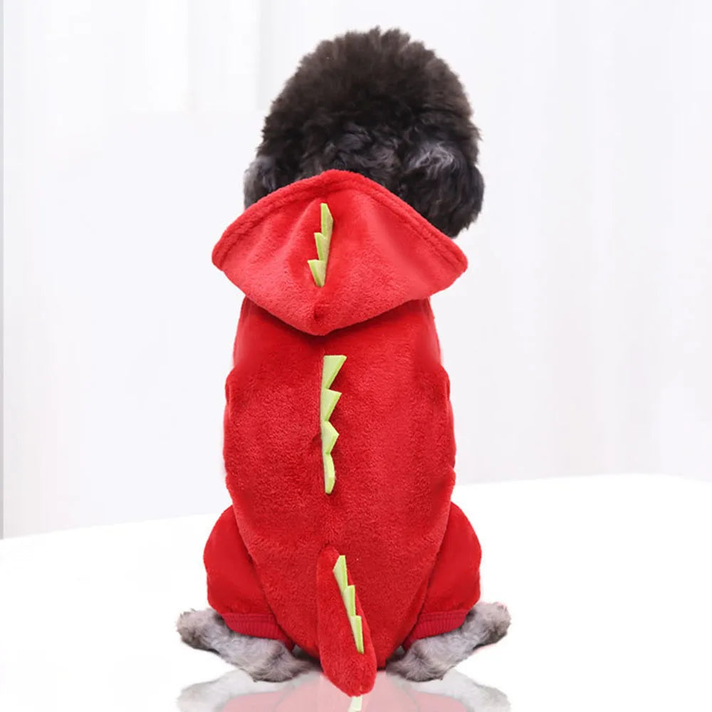 Pet Cat Clothes Puppy Dog Cat Funny Dinosaur Costume Winter Warm Peluche Cat Coat Felpe Con Cappuccio in Pile Maglione Cane Di Piccola Taglia Kitten Clothing