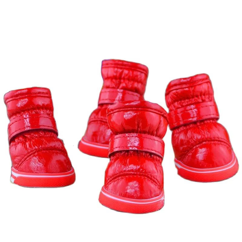 4 Pezzi/Set Scarpe Invernali per Cani per Cani Di Piccola Taglia Caldo Pile Cucciolo Scarpe per Animali Domestici Stivali Da Neve per Cani Impermeabili Chihuahua Yorkie Scarpe Da Orsacchiotto