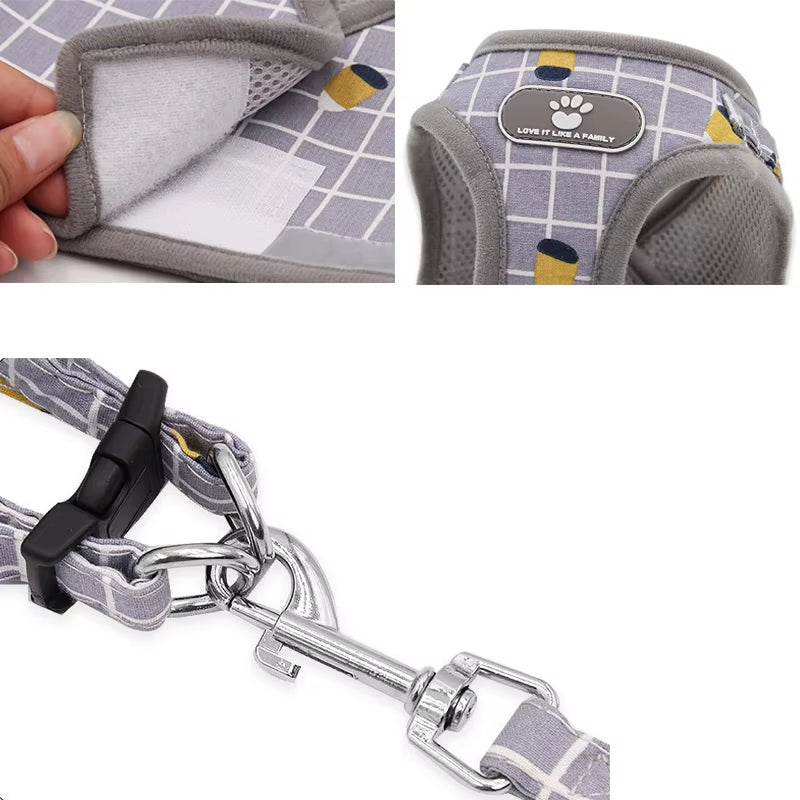 YUDODO Imbracatura in Rete Di Nylon per Animali Imbracatura per Cani Riflettente Guinzaglio Set Gilet per Cani Imbracatura Guinzagli Vestiti per Animali Domestici per Cani Di Piccola Taglia