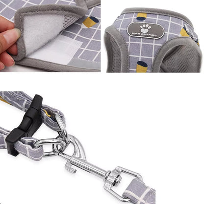 YUDODO Imbracatura in Rete Di Nylon per Animali Imbracatura per Cani Riflettente Guinzaglio Set Gilet per Cani Imbracatura Guinzagli Vestiti per Animali Domestici per Cani Di Piccola Taglia