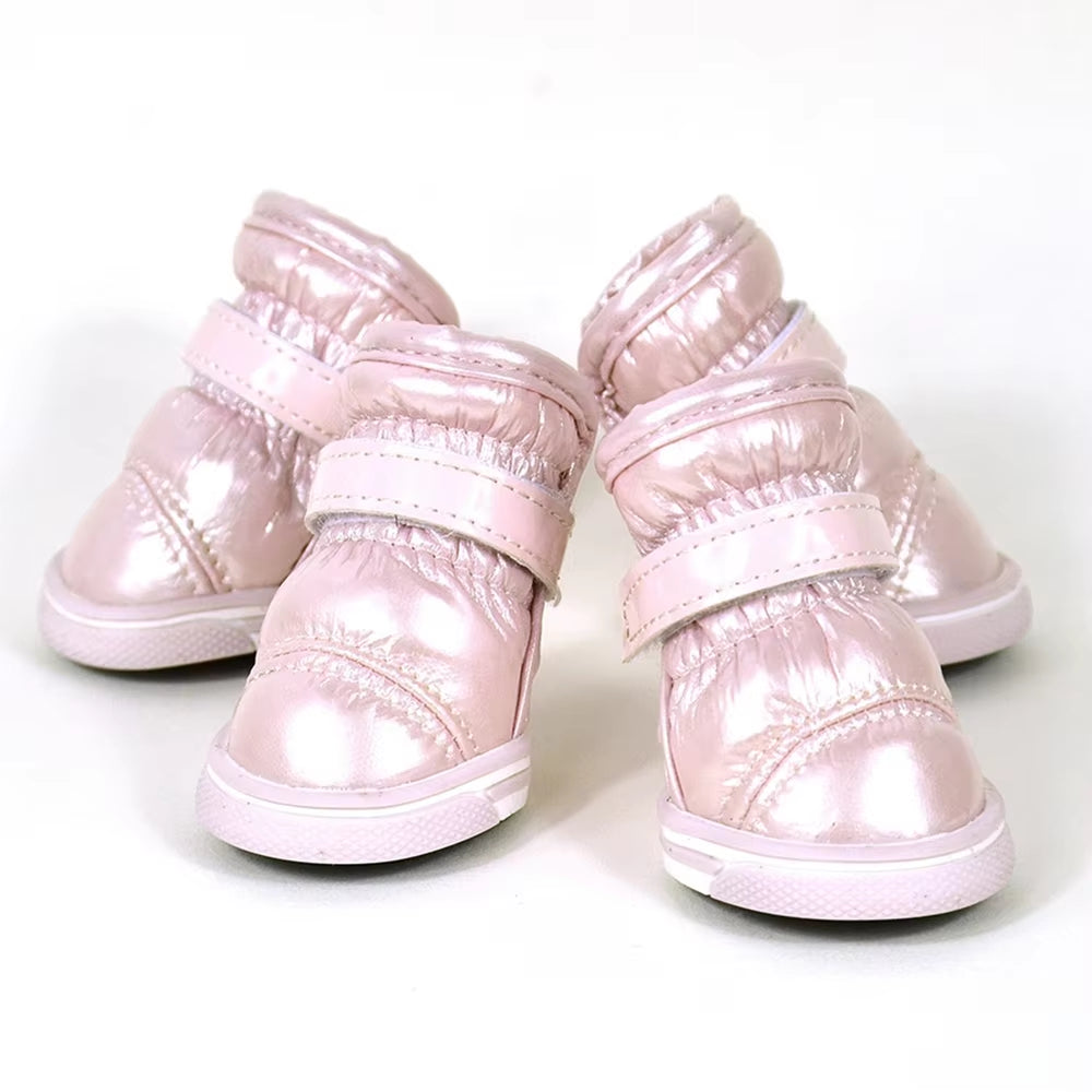 4 Pezzi/Set Scarpe Invernali per Cani per Cani Di Piccola Taglia Caldo Pile Cucciolo Scarpe per Animali Domestici Stivali Da Neve per Cani Impermeabili Chihuahua Yorkie Scarpe Da Orsacchiotto