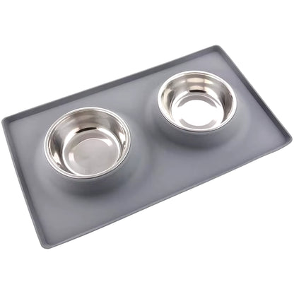 Benepaw in Acciaio Inox a Doppia Ciotola Del Cane Con Il Silicone Zerbino Non Tossico Antiscivolo No Fuoriuscita Di Acqua Ciotola Dell'Animale Domestico Del Gatto Del Cucciolo Di Alimentazione Bere