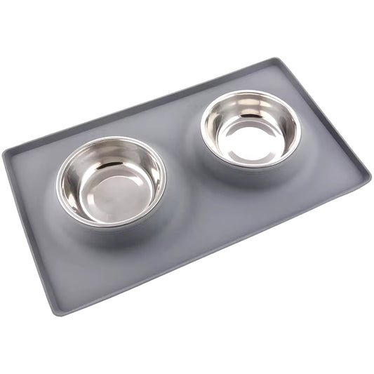 Benepaw in Acciaio Inox a Doppia Ciotola Del Cane Con Il Silicone Zerbino Non Tossico Antiscivolo No Fuoriuscita Di Acqua Ciotola Dell'Animale Domestico Del Gatto Del Cucciolo Di Alimentazione Bere