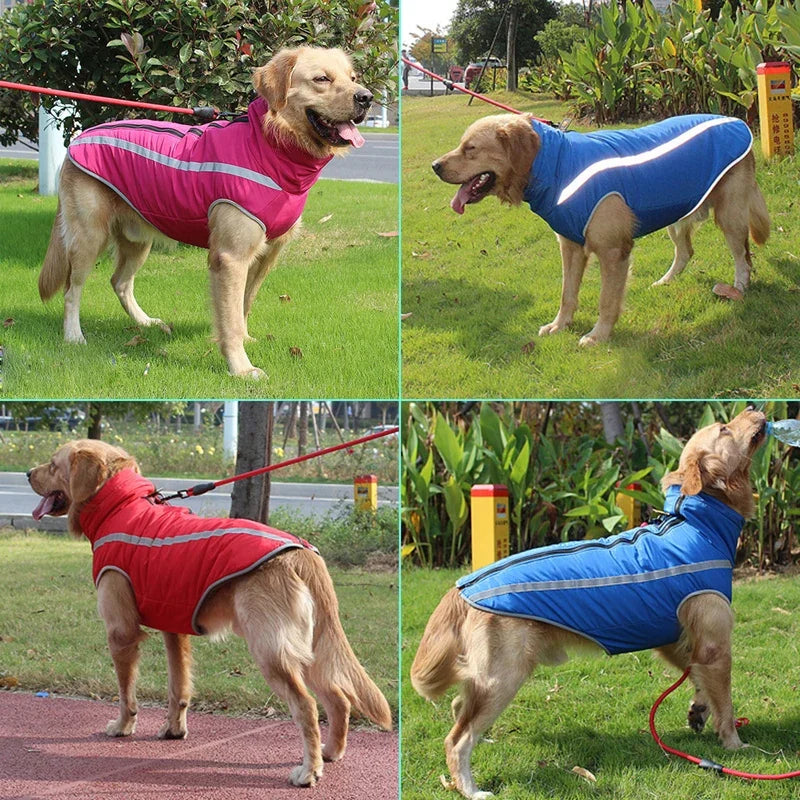 Vestiti Impermeabili per Cani Di Taglia Grande Giacche Invernali Calde per Cani Di Taglia Grande Cappotto Imbottito in Pile per Animali Domestici Abbigliamento per Cani Dal Design Riflettente Di Sicurezza