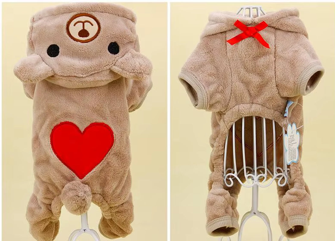 Amore Orso Flanella Cute Dog Tuta Inverno Soft Comfort Pigiama Abbigliamento per Le Piccole Costume Cucciolo Di Chihuahua Pet Abbigliamento Abiti