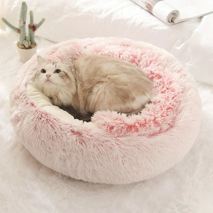 Caldo Lungo Peluche Letto per Animali Chiuso Cuscino Rotondo per Gatti Comodo Sacco a Pelo Cuccia per Gatti per Piccoli Animali Domestici